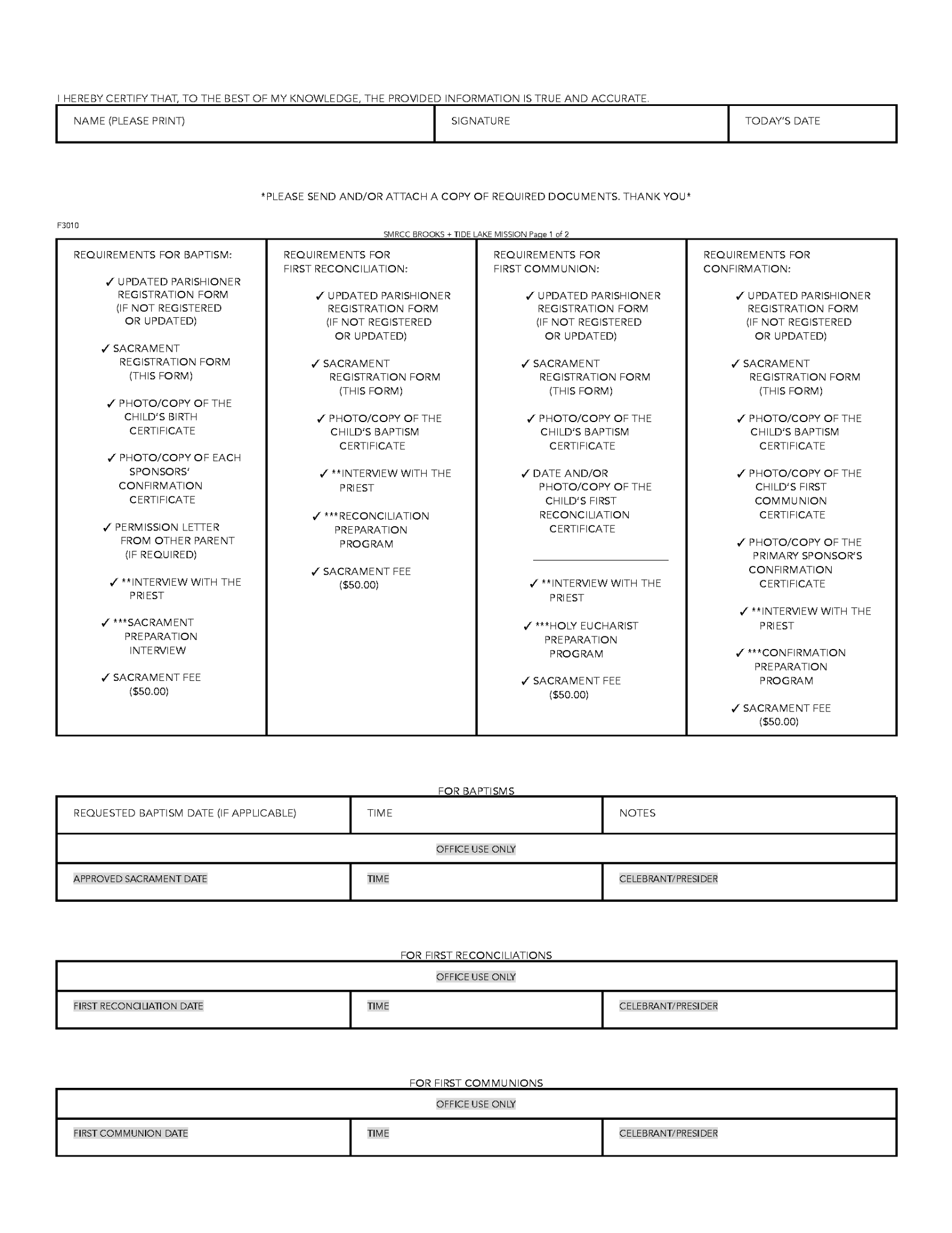 Sacrament Registration Page 2