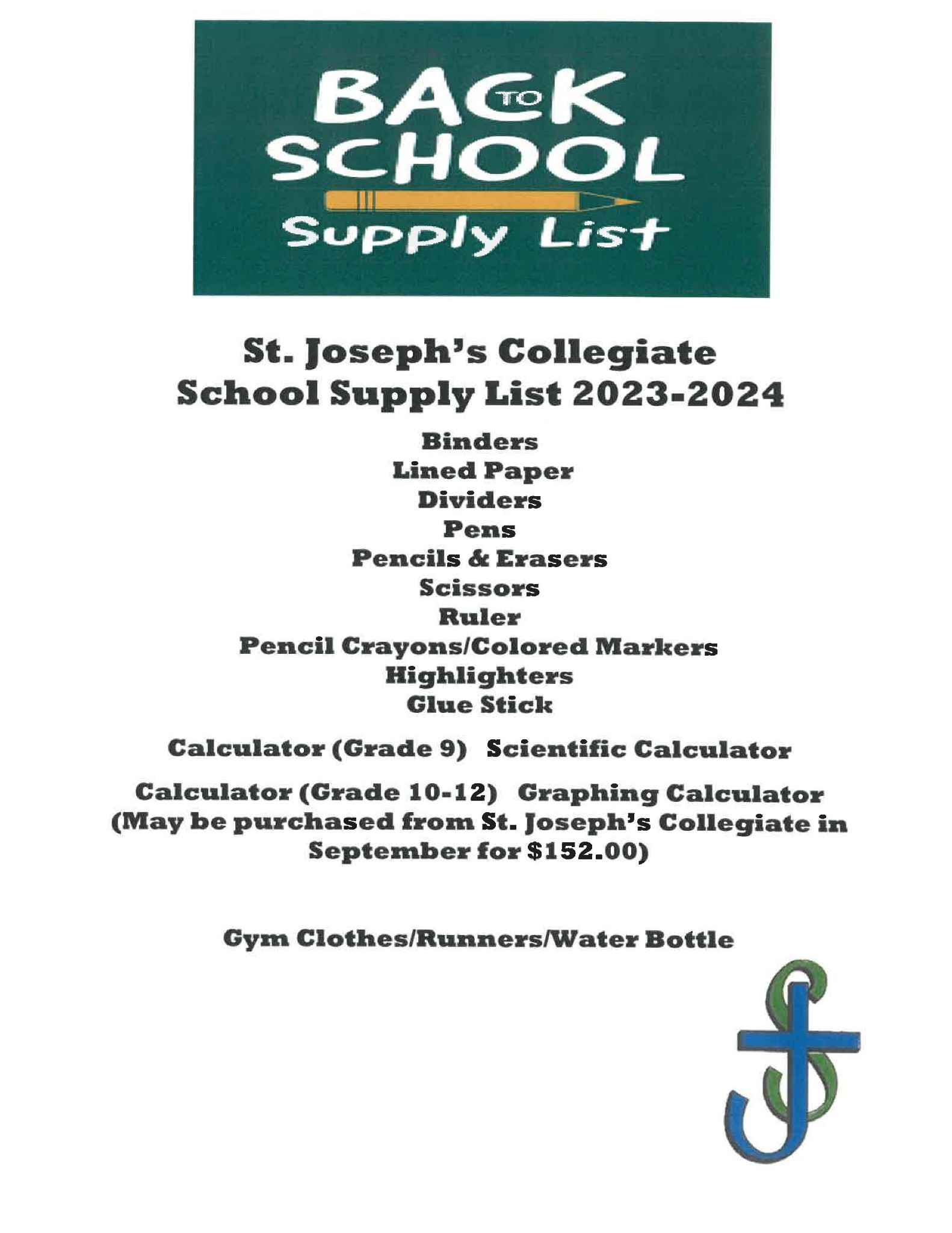 Back to School Supply List 2023 2024