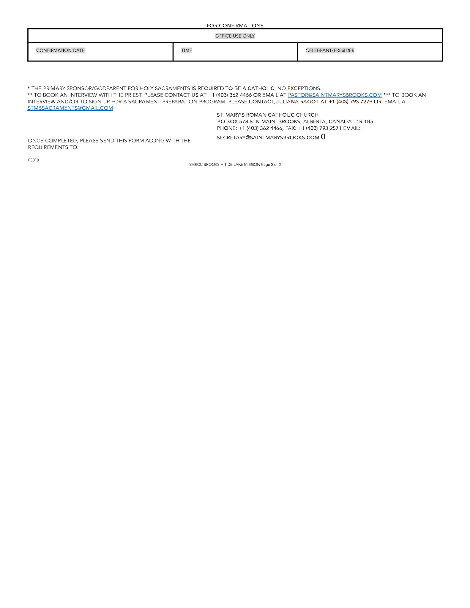 Sacrament Registration Page 3